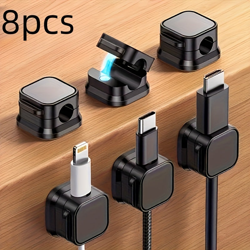 1/8/10/20 Pack Magnetic Cable Management Clamps - Heavy-Duty Plastic Desktop Organizer with Hidden Charging Ports, Space-Saving Cable Holder for Bedside Table