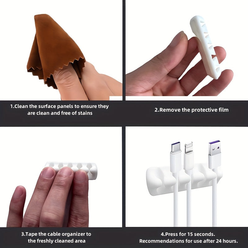 1/2/3/5pcs Self-Adhesive Cable Management Clips - Multi-Slot Cord Organizer for Desk/Home/Office/Car, Usb/Power/Mouse/Charger Cable Holder