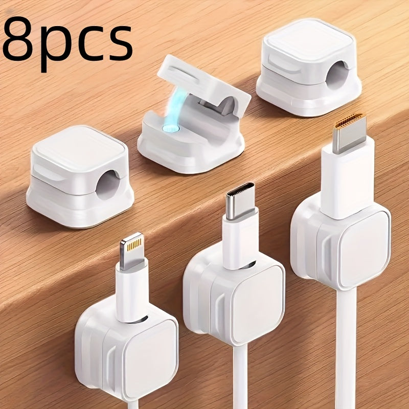 1/8/10/20 Pack Magnetic Cable Management Clamps - Heavy-Duty Plastic Desktop Organizer with Hidden Charging Ports, Space-Saving Cable Holder for Bedside Table