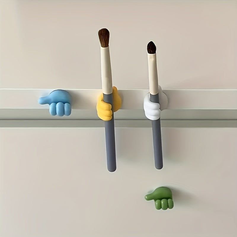 Thumb-Shaped Cable Clips - Adhesive Hooks for Home, Kitchen & Bedroom in Yellow, Blue, White, Green; Plastic Material, Perfect for Charging Cords and Small Accessories, Rope Fasteners, Desk & Drawer Organizer, Desk & Drawer Organizer for Home Storage