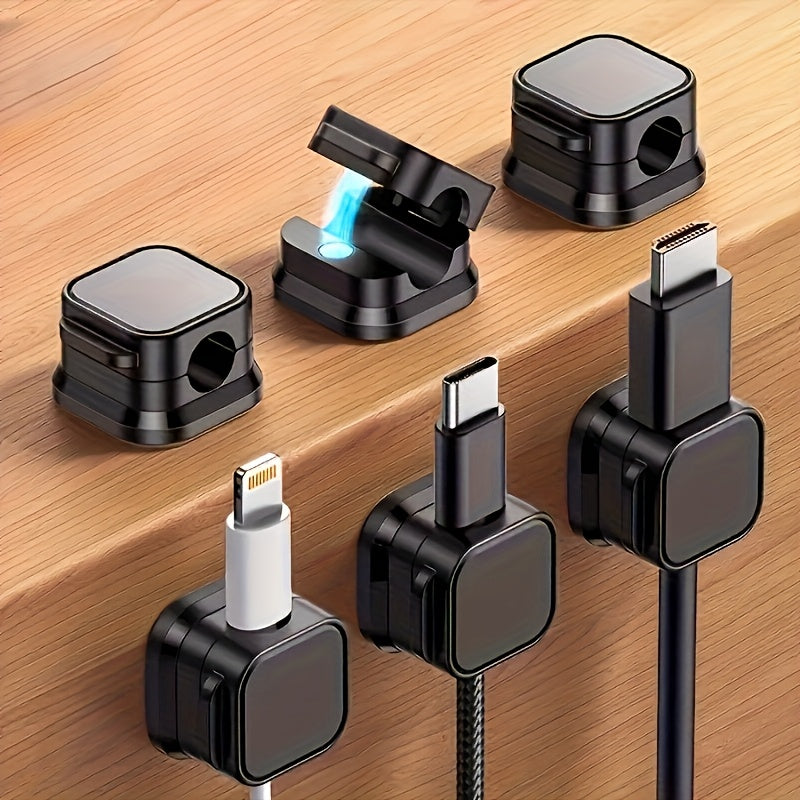 1/8/10/20 Pack Magnetic Cable Management Clamps - Heavy-Duty Plastic Desktop Organizer with Hidden Charging Ports, Space-Saving Cable Holder for Bedside Table