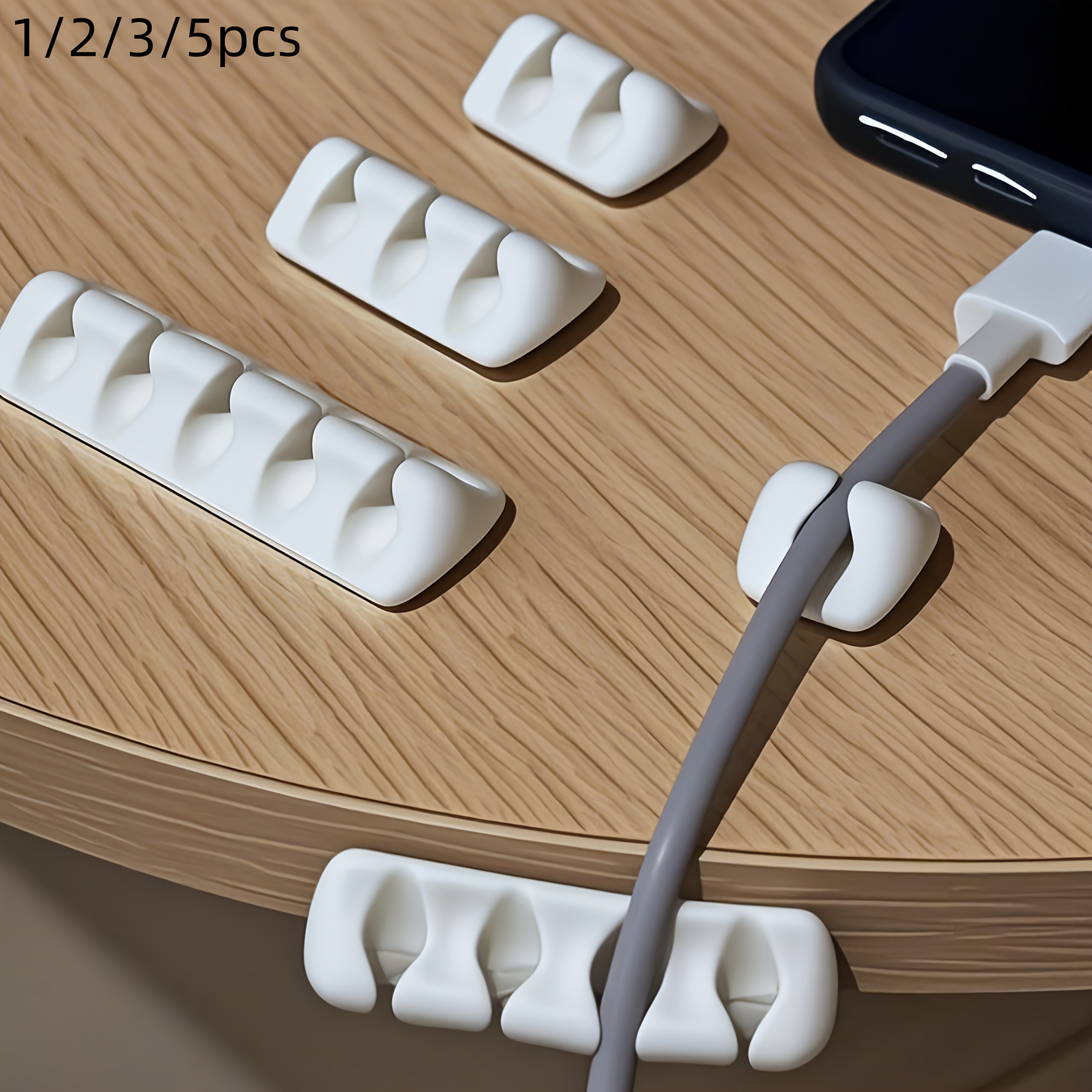 1/2/3/5pcs Self-Adhesive Cable Management Clips - Multi-Slot Cord Organizer for Desk/Home/Office/Car, Usb/Power/Mouse/Charger Cable Holder