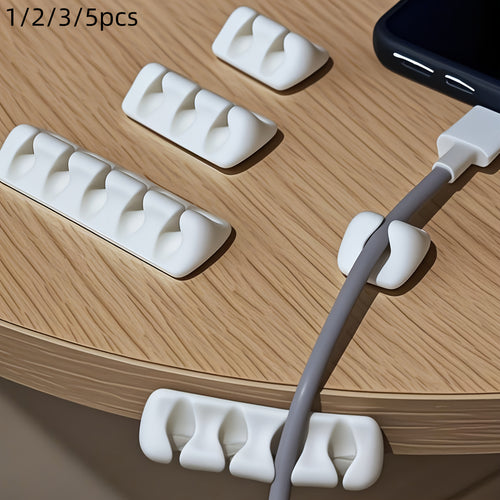 1/2/3/5pcs Self-Adhesive Cable Management Clips - Multi-Slot Cord Organizer for Desk/Home/Office/Car, Usb/Power/Mouse/Charger Cable Holder